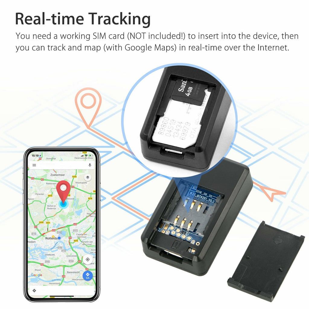 GPS Tracker for Vehicle, Car, Truck, RV, Equipment, Mini Hidden Tracking Device for Kids and Seniors, Use with Smartphone and Tra