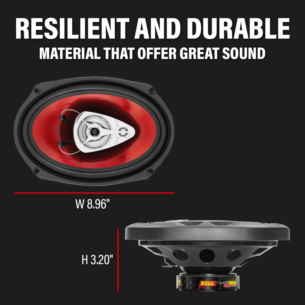 BOSS Audio Systems CH6930 Chaos Series 6 x 9 inch Car Stereo Door Speakers - 400 Watts Max, 3 Way, Full Range Audio, Tweeters, Coaxial, Sold in Pairs