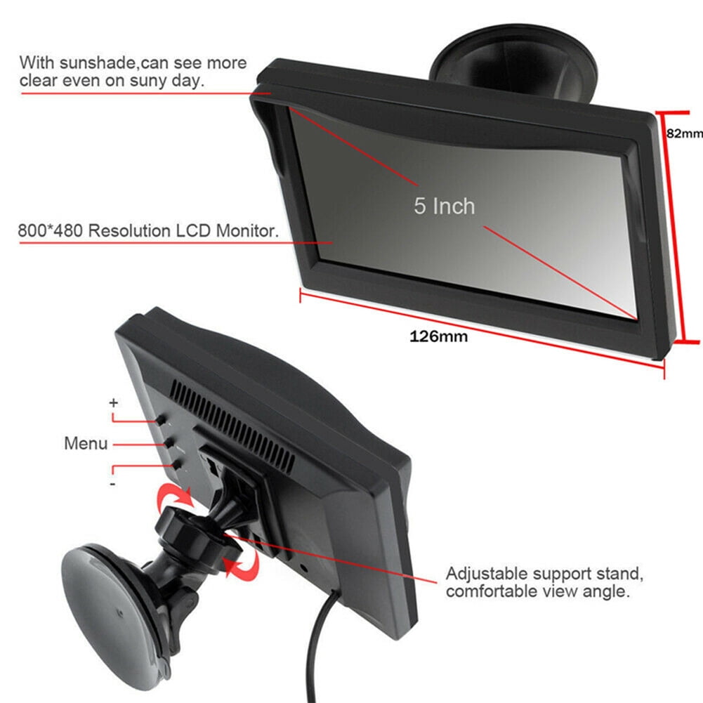 Car Backup Camera 5-inch Hd Monitor Wireless Transmitter Receiver Infrared Night Vision Rear View Parking System