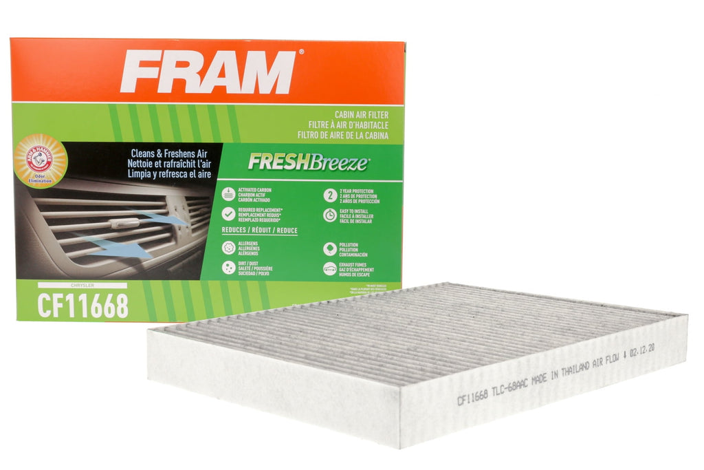 FRAM CF11668, Fresh Breeze Cabin Air Filter with Arm and Hammer Baking Soda, Fits Chrysler Vehicles Fits select: 2011-2023 DODGE CHARGER, 2014-2015 CHRYSLER 300C