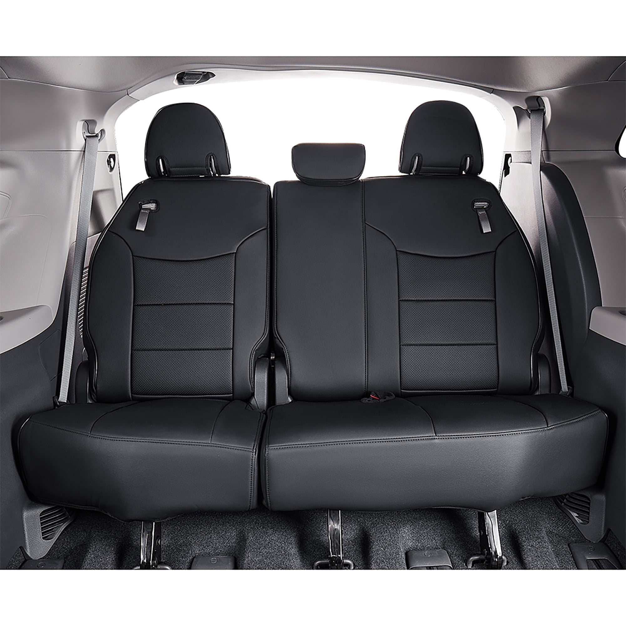 EKR Custom Fit Sienna Car Seat Covers for Toyota Sienna LE,XLE,SE,XLE Premium 2011-2020-Three Row,Breathable Leatherette Auto Seat Covers(Full Set,Black)