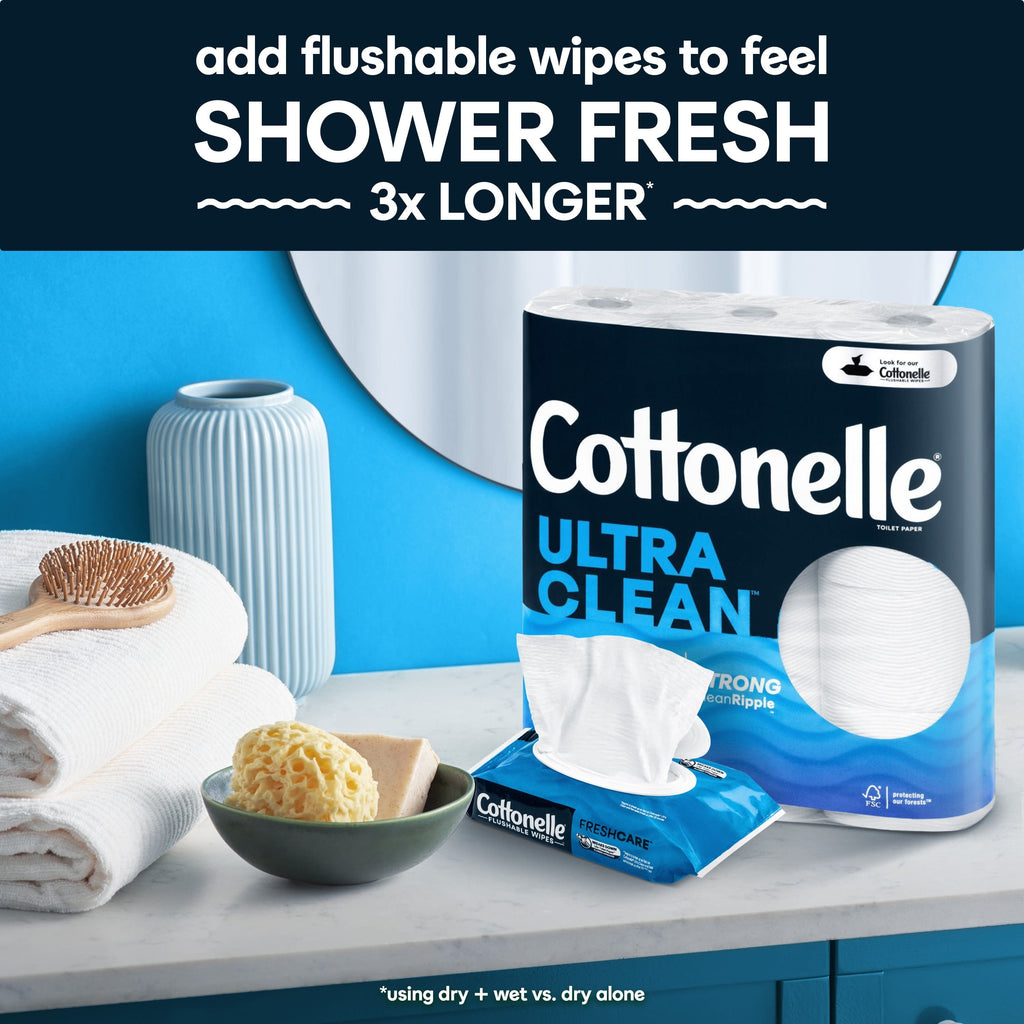 Cottonelle Ultra Clean Toilet Paper, 6 Mega Rolls, 312 Sheets per Roll (1,872 Total)
