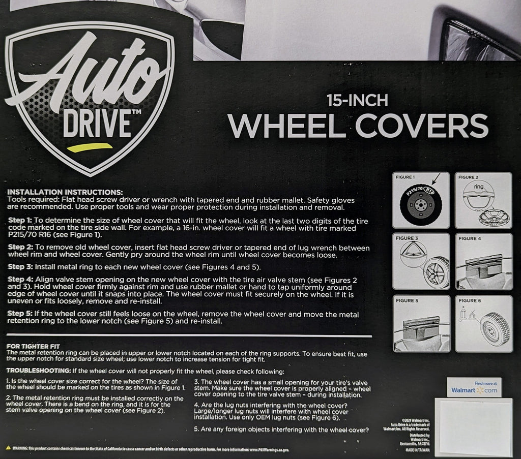 15-inch Wheel Cover, Silver Alloy Finish, Auto Drive Brand, ABS Plastic Material, Mfg Part No. KT1037-15SL