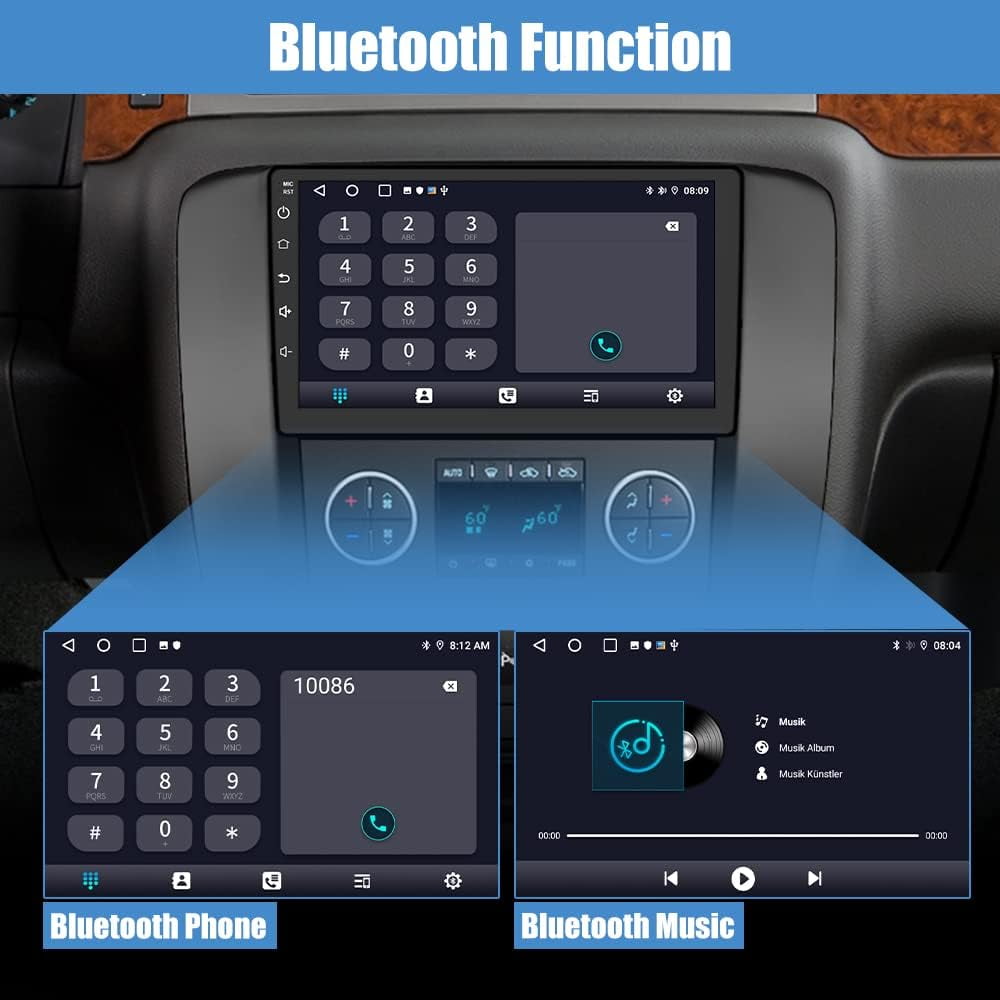 Car Radio Stereo for GMC Yukon Chevrolet Chevy Tahoe Suburban 2007-2012 with Built in wireless Apple CarPlay Andriod Auto Black