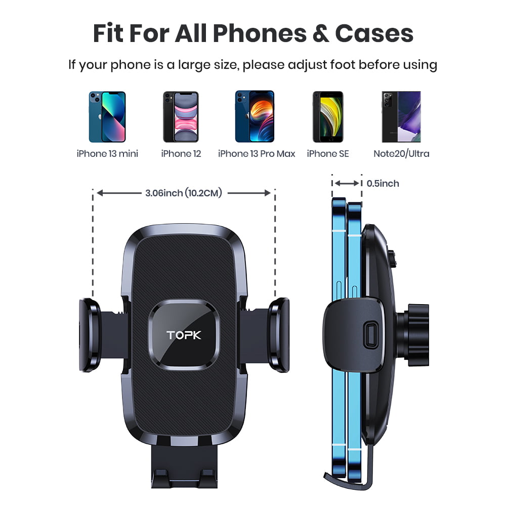 TOPK Cell Phone Holder for Car with Hook Clip Air Vent Car Mount 360° Rotation Universal Mobile Phone Mount