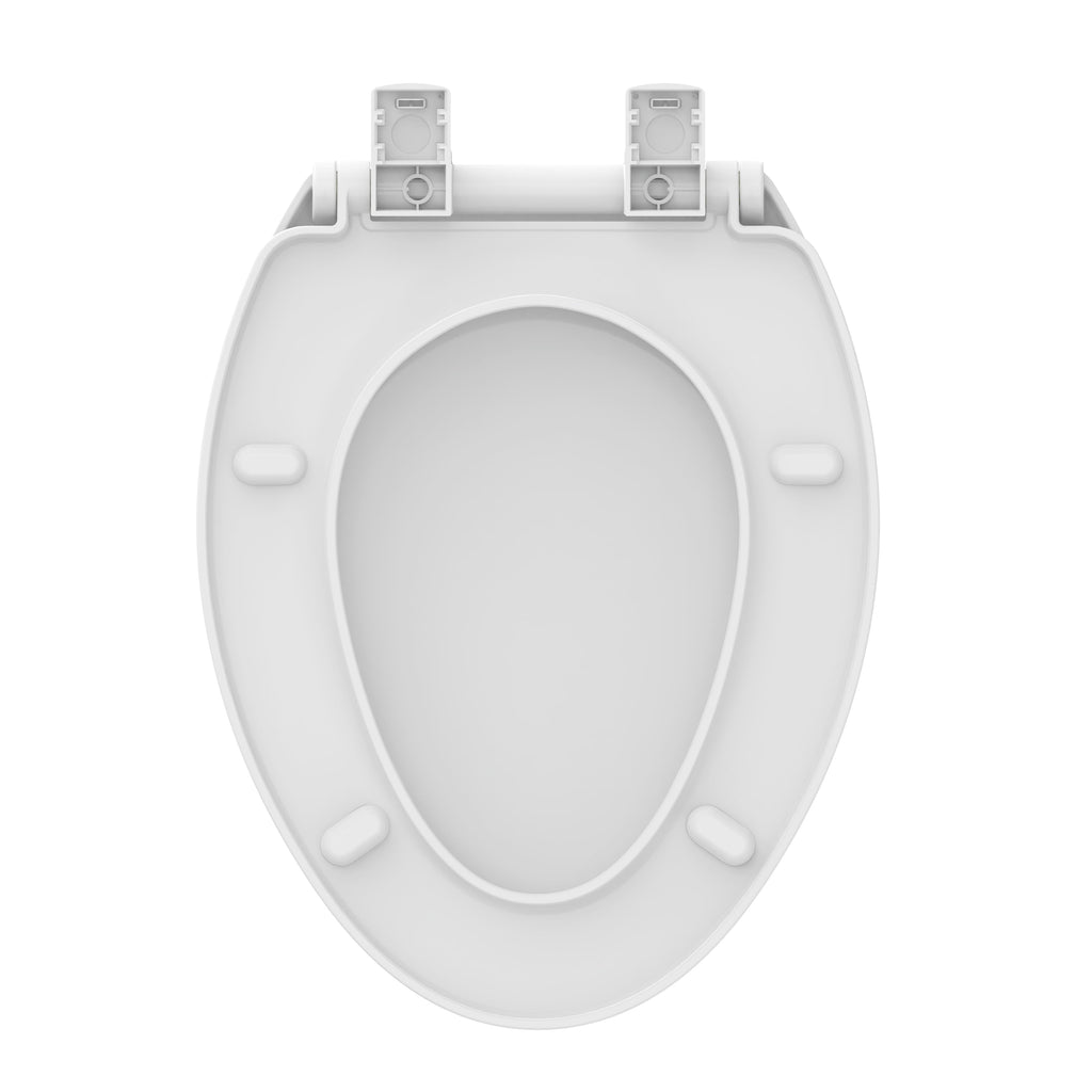 Mainstays Elongated Plastic Toilet Seat with Soft Close and Easy off in Daisy White