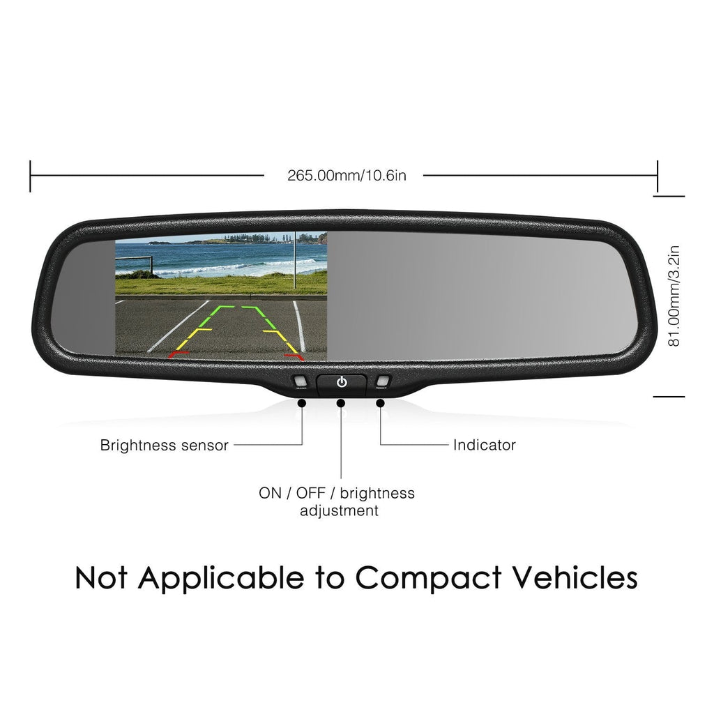 Auto-Vox Backup Camera Rear View Mirror Monitor Camera with LED light Super Night Reverse Camera for Truck (T2)