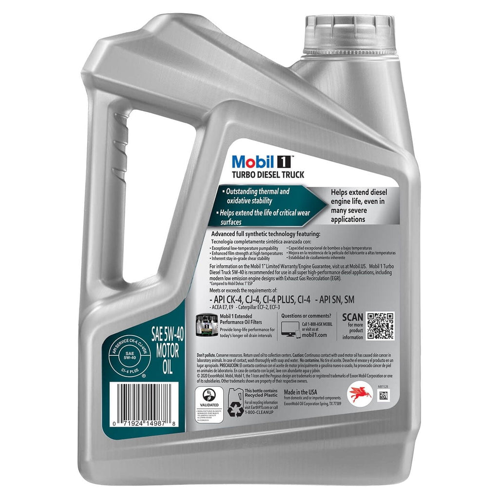 Mobil 1 Turbo Diesel Truck Full Synthetic Motor Oil 5W-40, 1 Gal