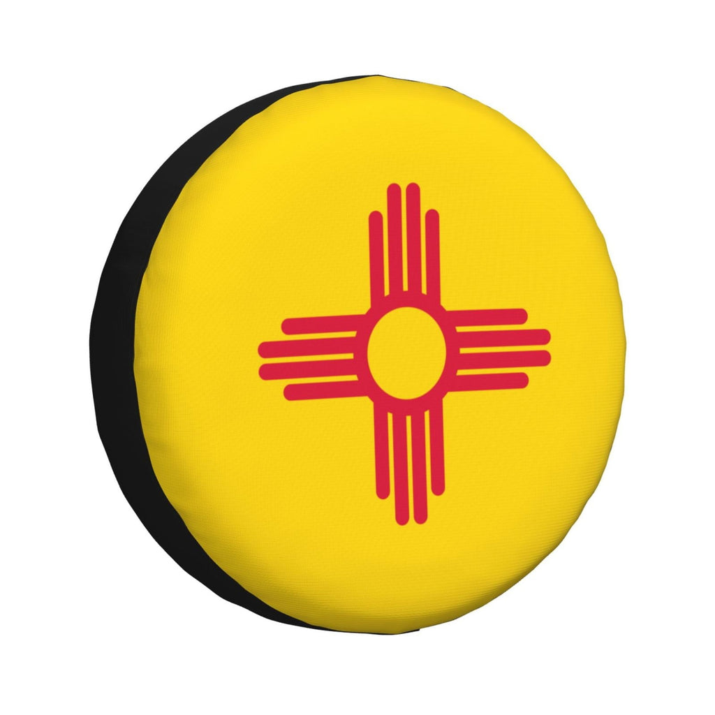 DouZhe Waterproof Spare Tire Cover, New Mexico State Flag Seal Prints Adjustable Wheel Covers Fit for Jeep Trailer RV SUV Car, 14 inch