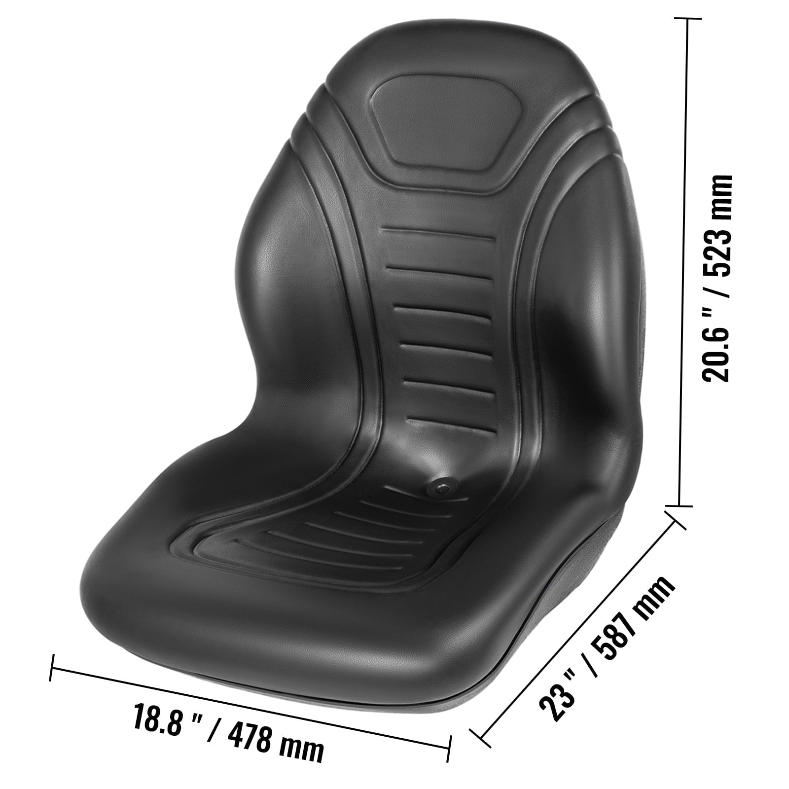 VEVOR 2pcs Universal Tractor Seat Replacement,Compact High Back Mower Seat Pair,Black Vinyl Forklift Seat,Central Drain Hole Skid Steer Seat with Mounting Bolt Patterns of 8" x 11.5" & 11.25" x 11.5"