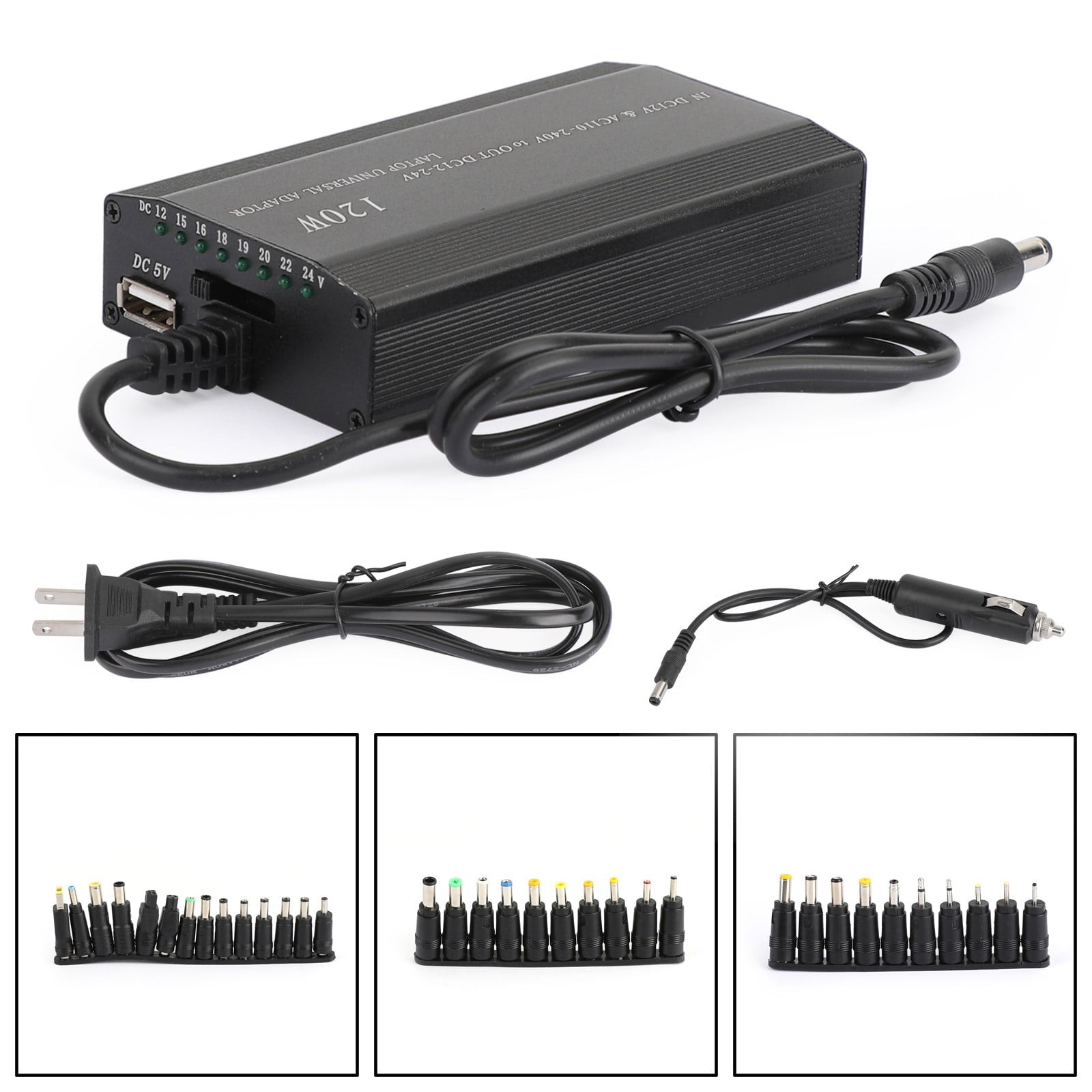 Mad Hornets 120W Car Home 34 Tips Power Supply Adapter Charger for Laptop Notebook US Plug Universal with Multiple Protection Function for Phones Digital Products