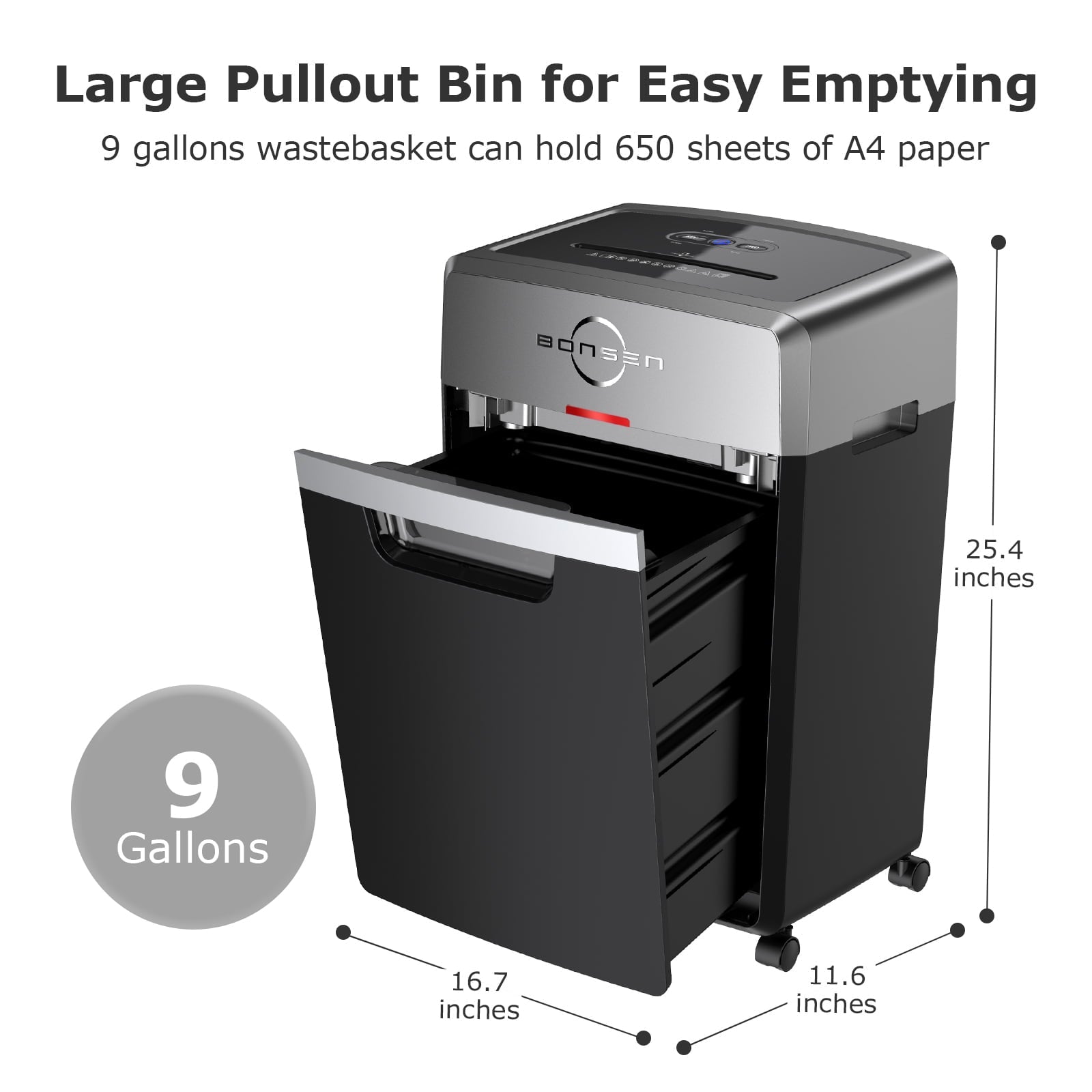 Bonsen 24 Sheet Heavy Duty Cross Cut Shredder for Office | Commercial Shredder with 9 Gallons Bin