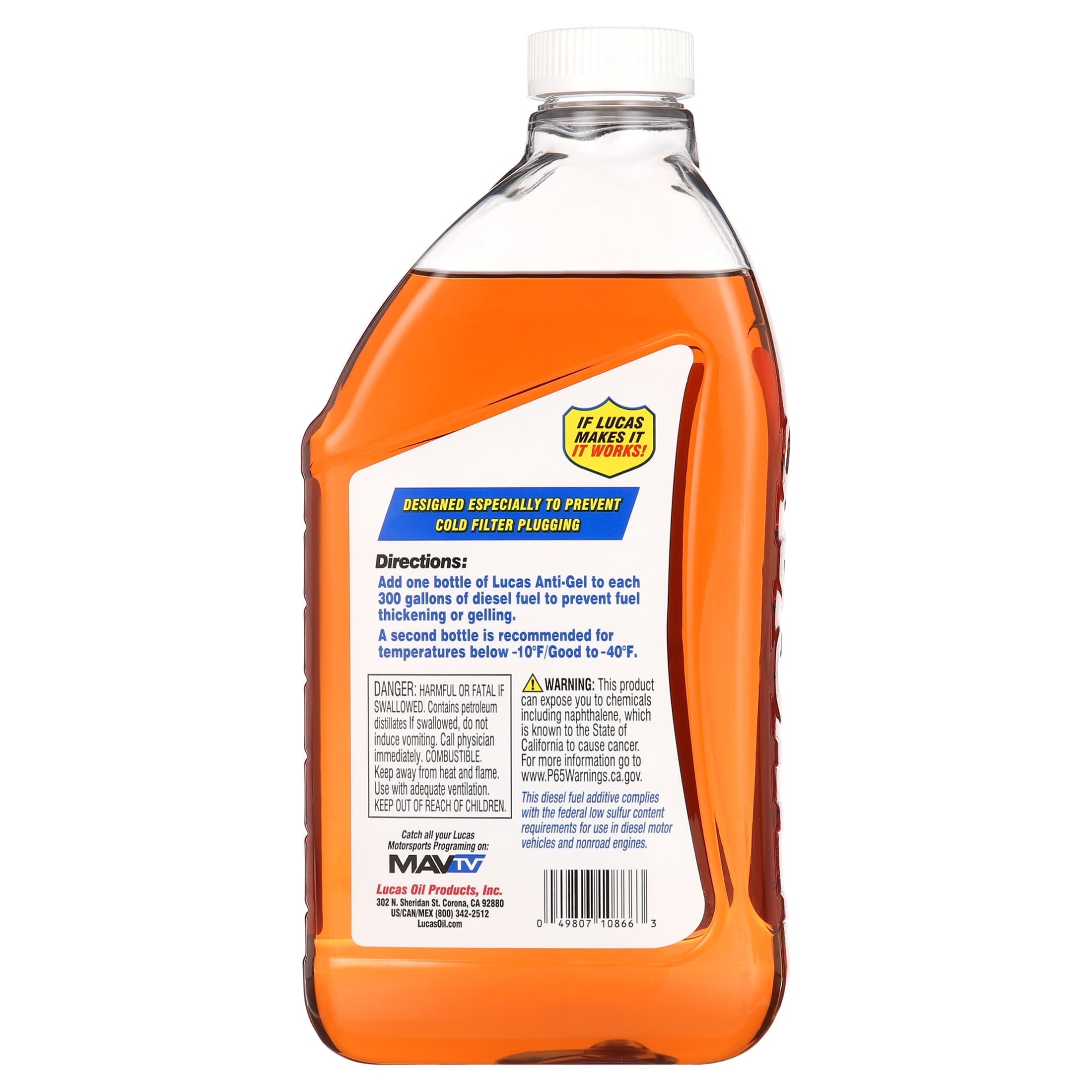 Lucas Oil 10866 Anti-Gel Cold Weather Diesel Automotive Additive - 64 fl. oz.