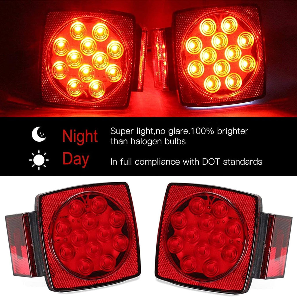 Trailer Lights Kit LED Night 12V Dot Certified Waterproof Tail Light Set Red Universal Cyfie