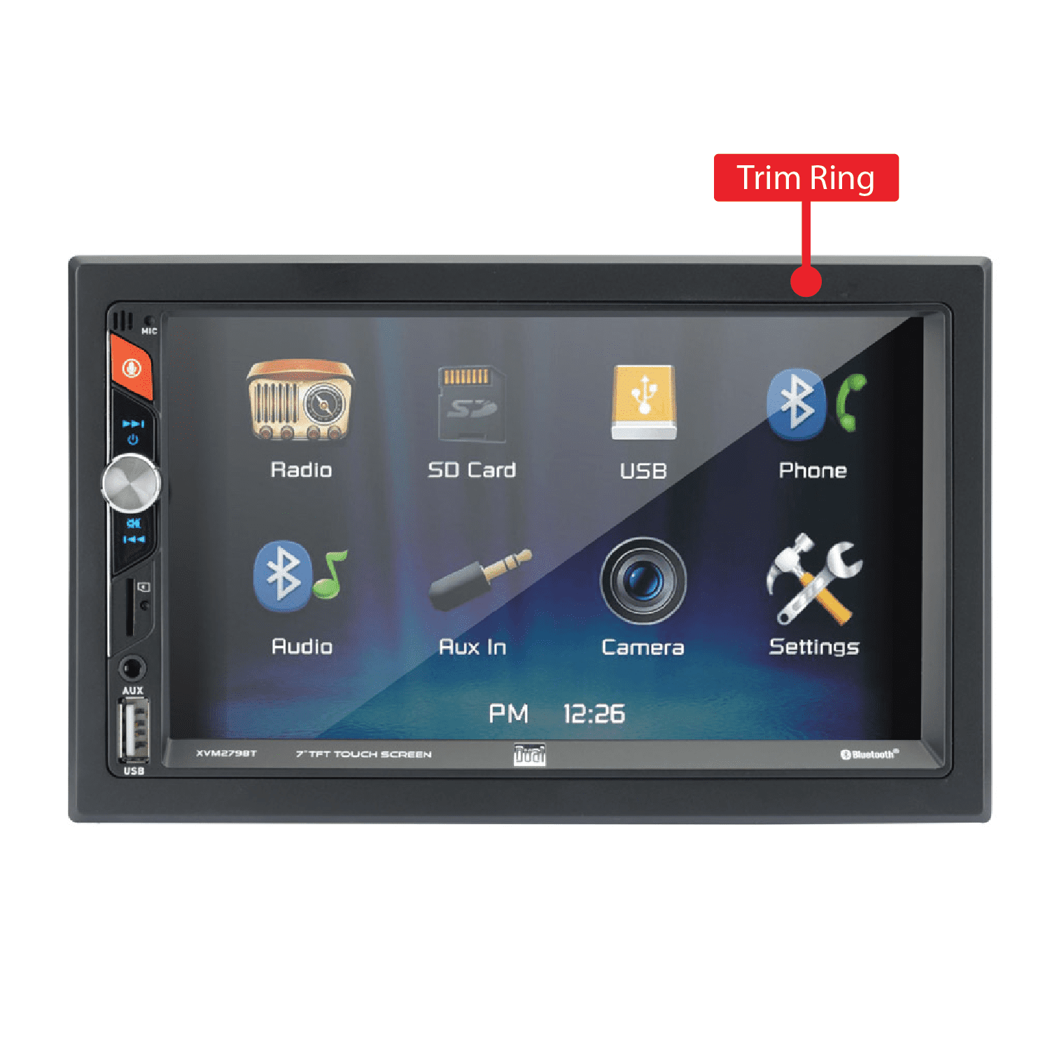 Dual Electronics 7" Double DIN Car Stereo BUNDLE with 6.5" 2-Way Speakers.  200W, LED Touch Screen, Bluetooth Connectivity, New