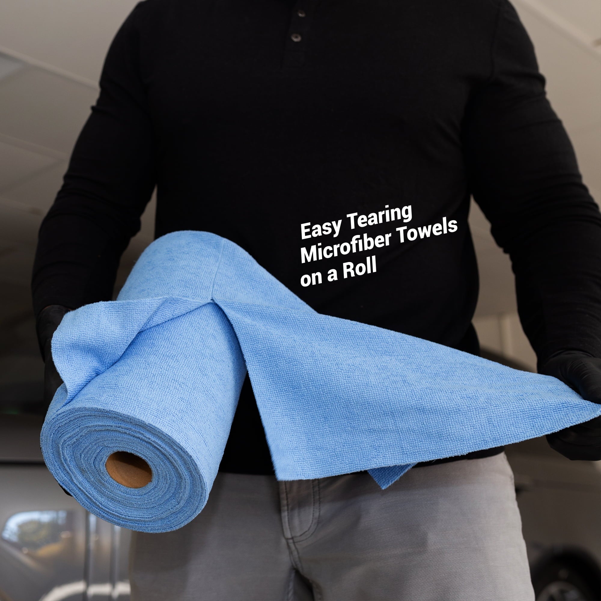 Tear-N-Clean Commercial Grade Multi-Purpose Microfiber Towel Roll, 100 Pack, Blue