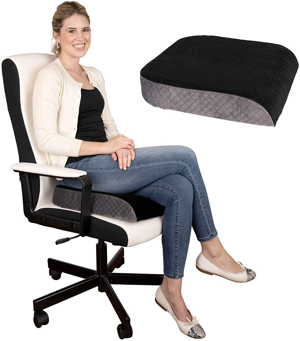 Kolbs Large Seat Cushion | Stylish Plush Velvet Cover | Large Memory Foam Seat Cushion for Office Chair, Car or Wheelchair | Office Chair Cushion Back Pain Coccyx Pain Relief | Carry Handle