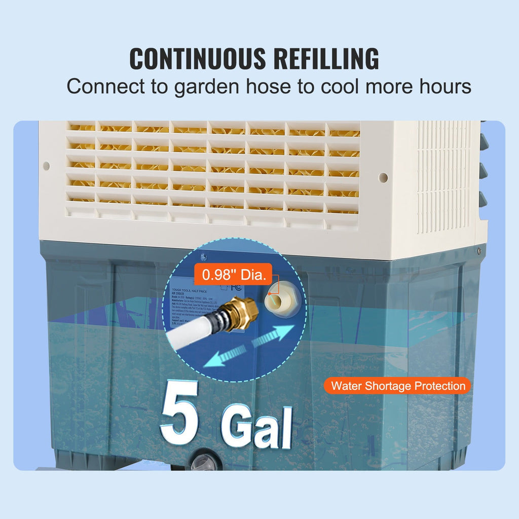 BENTISM Evaporative Cooler Swamp Cooler 3-in-1 1400 CFM 5 Gal Air Humidifier Home