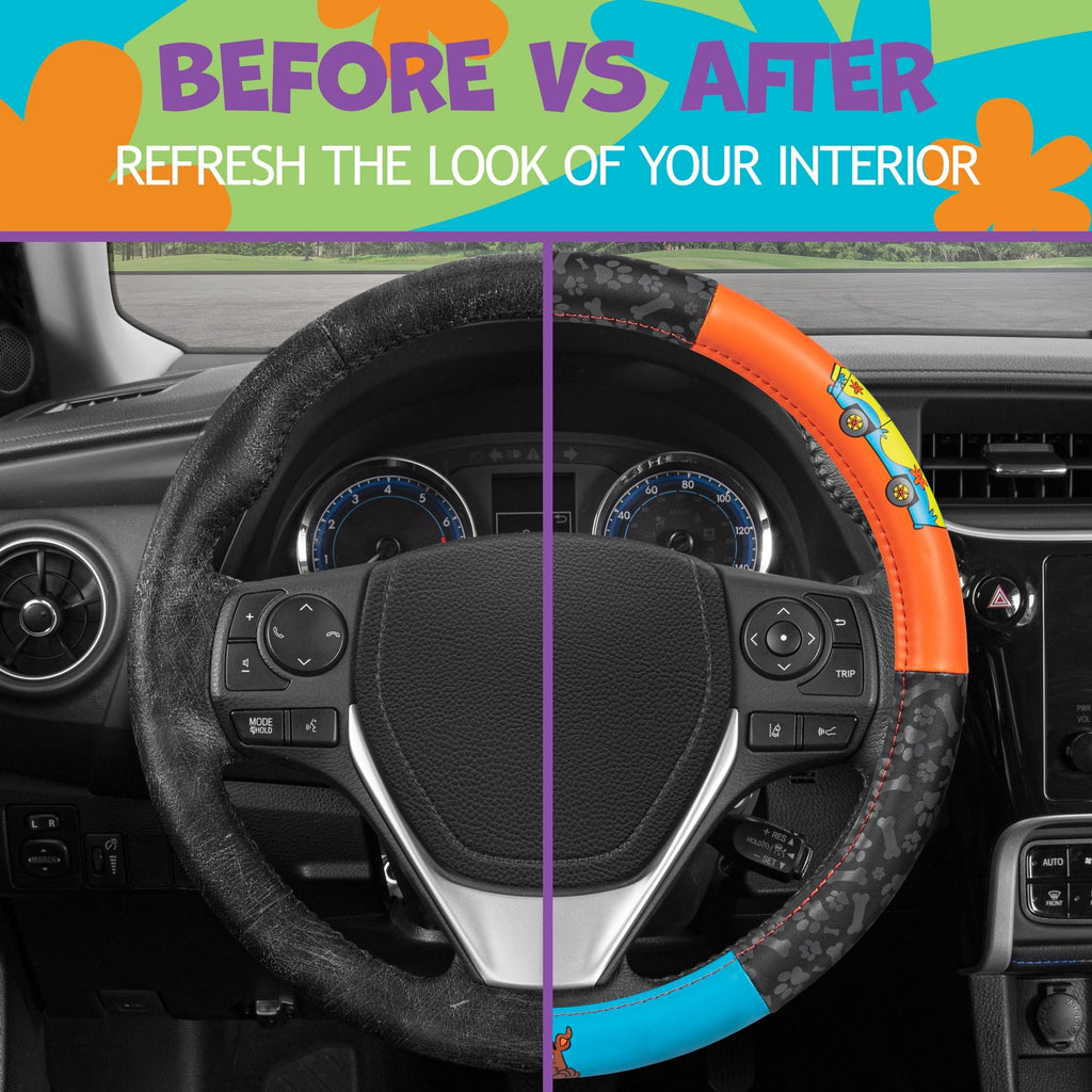 Scooby Doo Car Steering Wheel Cover - Universal Fit Steering Wheel Cover with Officially Licensed Warner Brothers Graphics, Great Automotive Accessory Gift Idea for Fans
