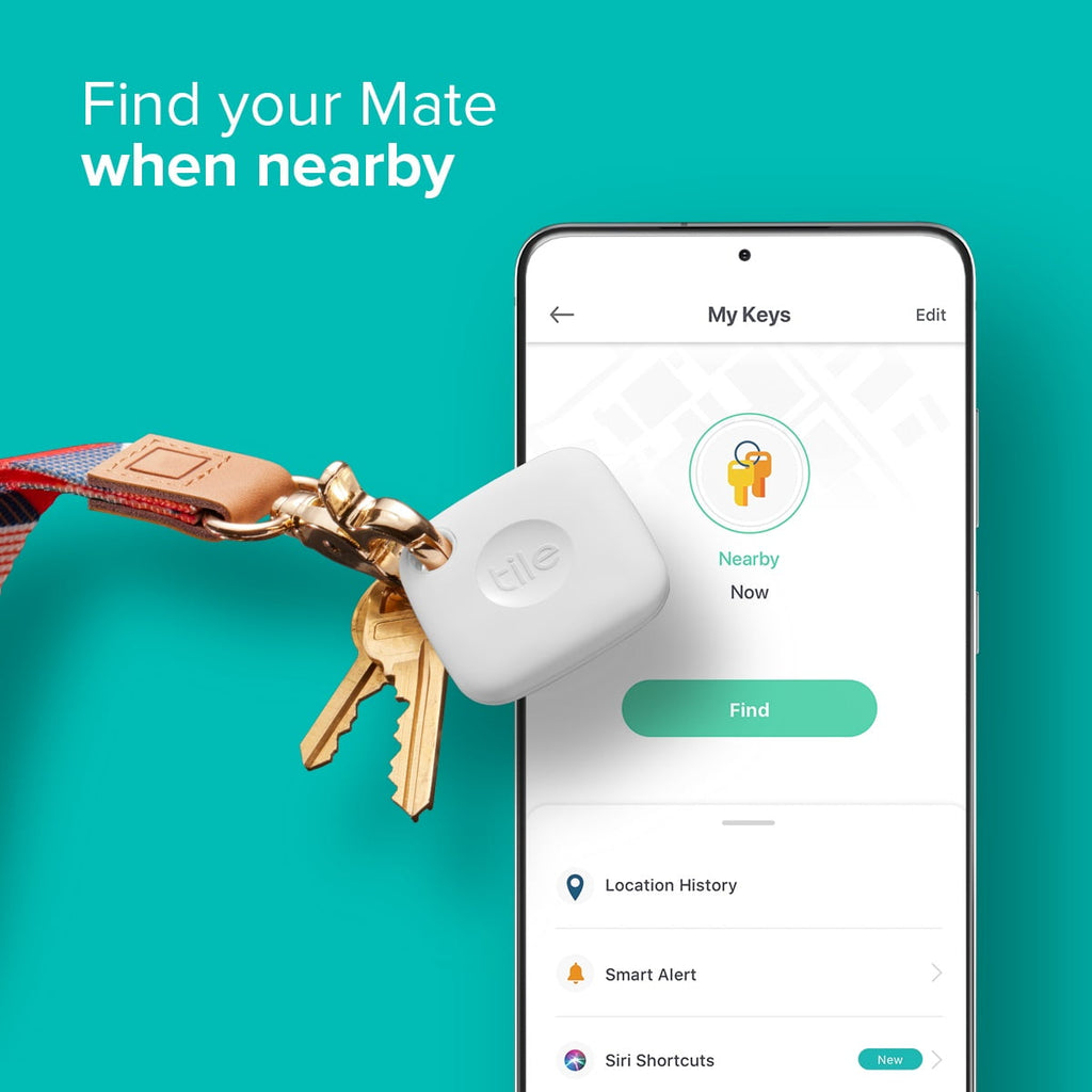 Tile Mate (2022) - 1 Pack - White - Bluetooth Tracker, Keys Finder and Item Locator