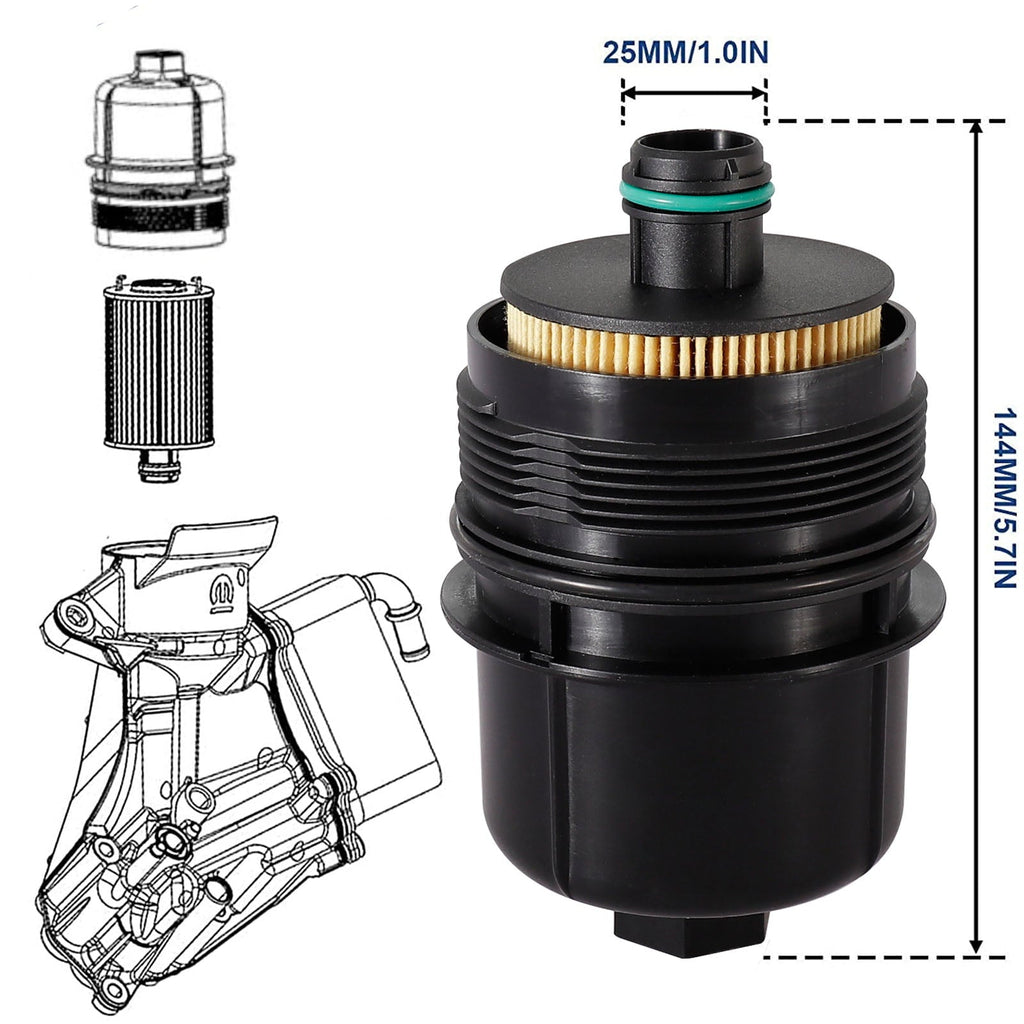 Oil filter for EcoDiesel 3.0L V6 Vehicles Jeep 2020-2021 Wrangler JL, 2021 Gladiator | Ram 2020-2021 Ram 1500 DT Replaces 68507598AA, 68498720AA