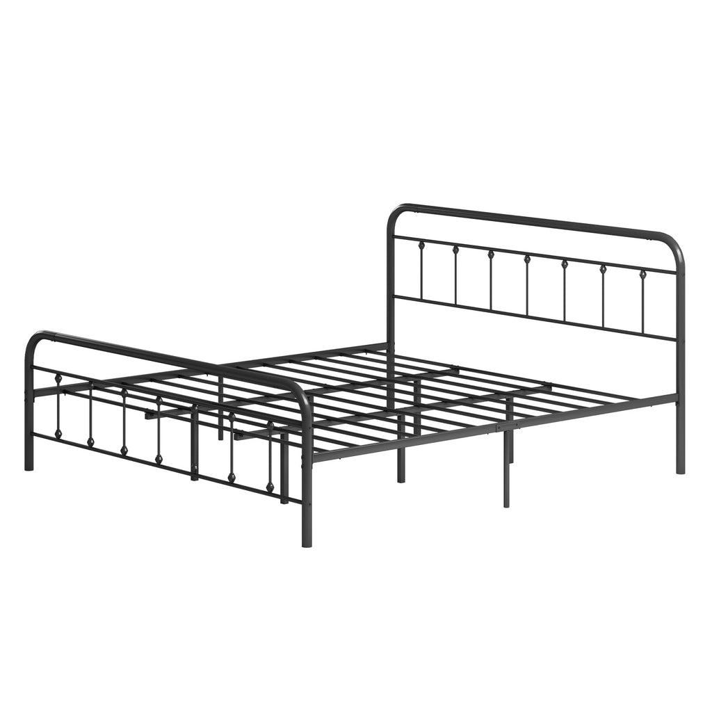TABU California King Size Metal Bed Frame with Headboard & Footboard -Mattress Foundation - Easy Assembly - No Box Spring Needed - Cal King/Black