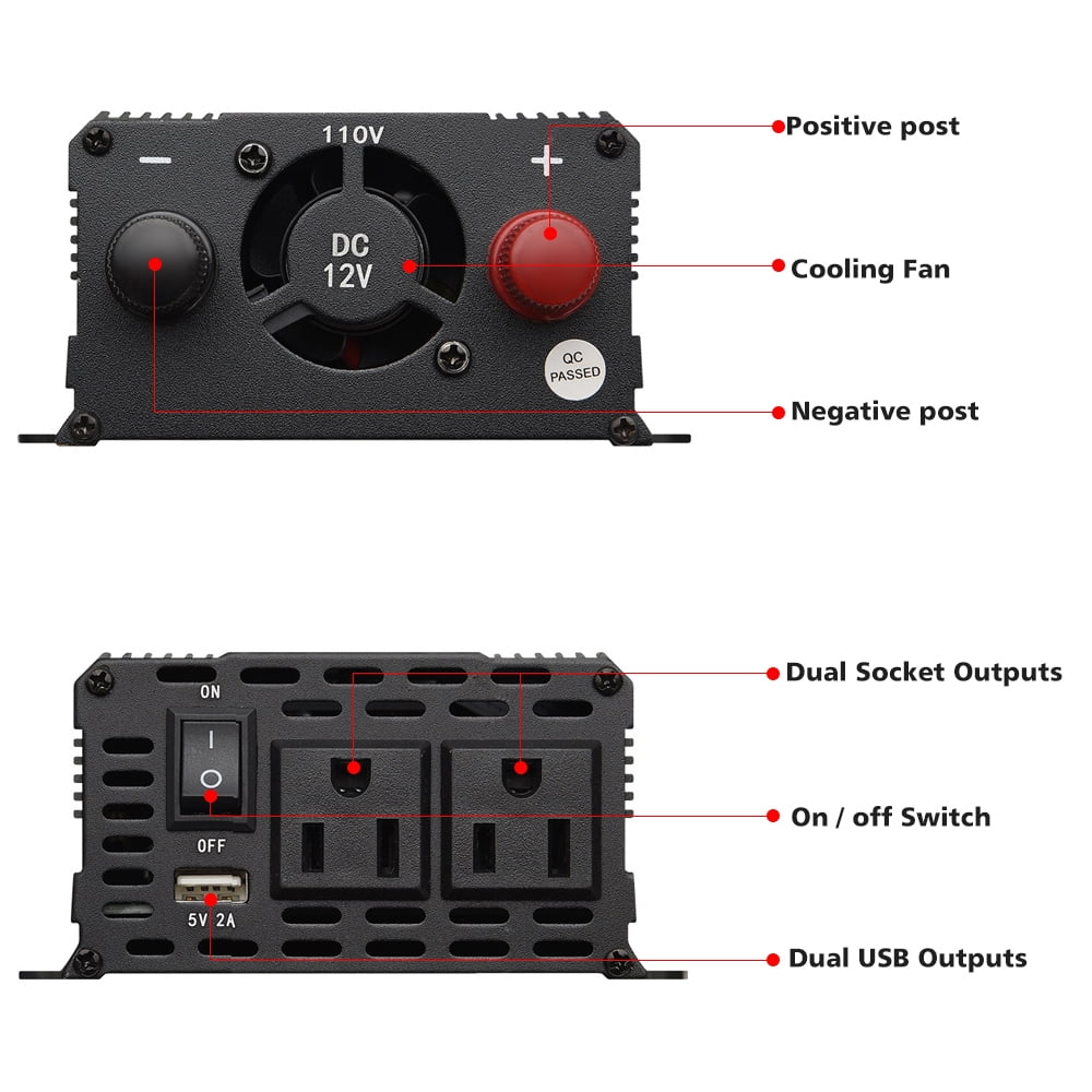 DFITO Power Inverter 6000W Modified Sine Wave Inverter DC 12V to AC 110V Car Converter for Car RV Truck Boat Travel Camping
