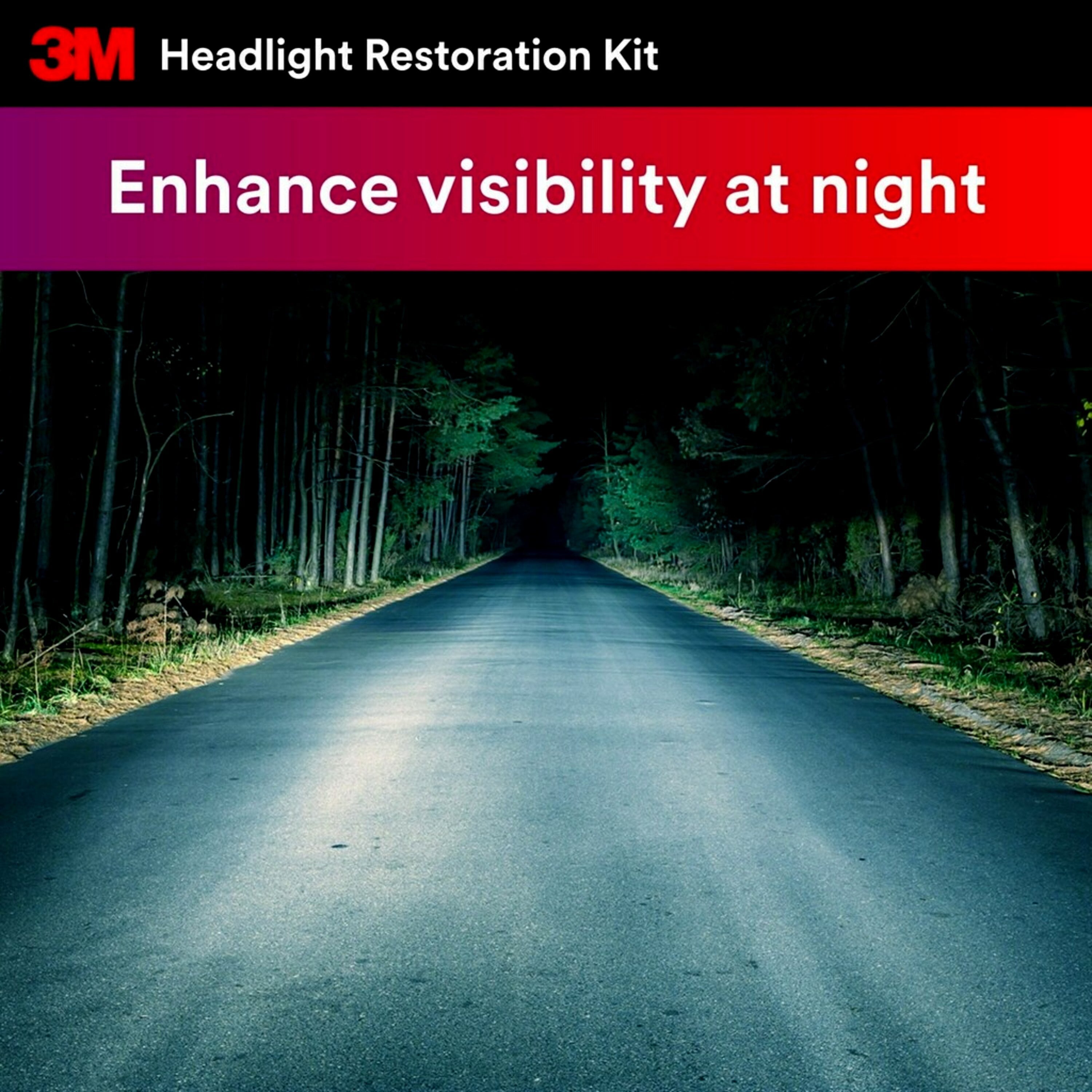 3M Automotive Headlight Restoration Kit, Restore and Protect, Clear, 1 Pack