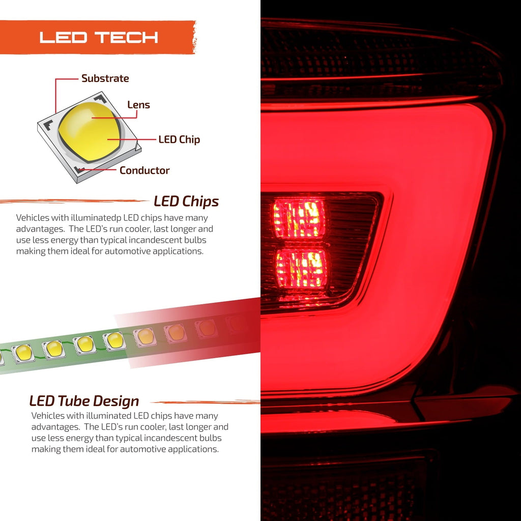 For 08-11 Subaru Impreza WRX Sedan [Full LED] Running Tube Red Tail Lights Pair