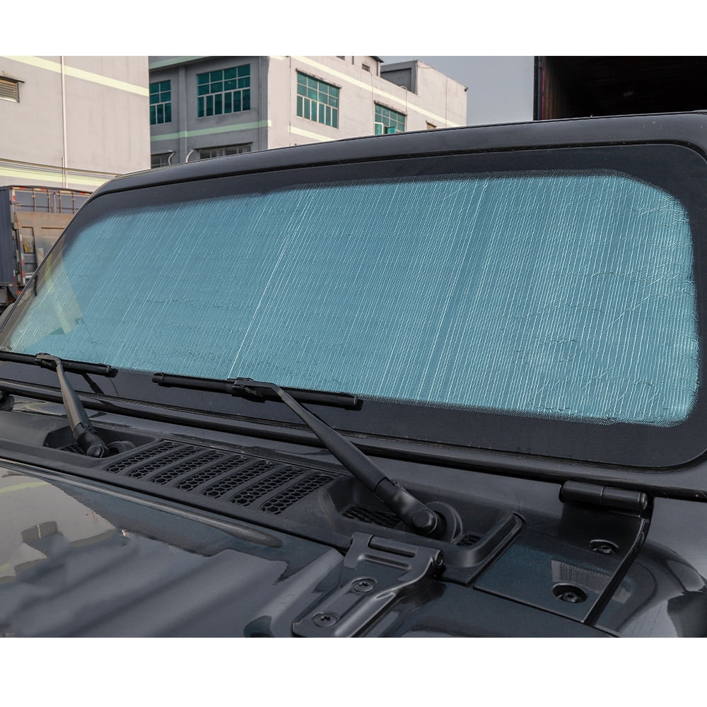 CheroCar Car Sun Shade Windshield Visor Cover for Jeep Wrangler JL JLU & Jeep Gladiator JT 2018-2023, Silver