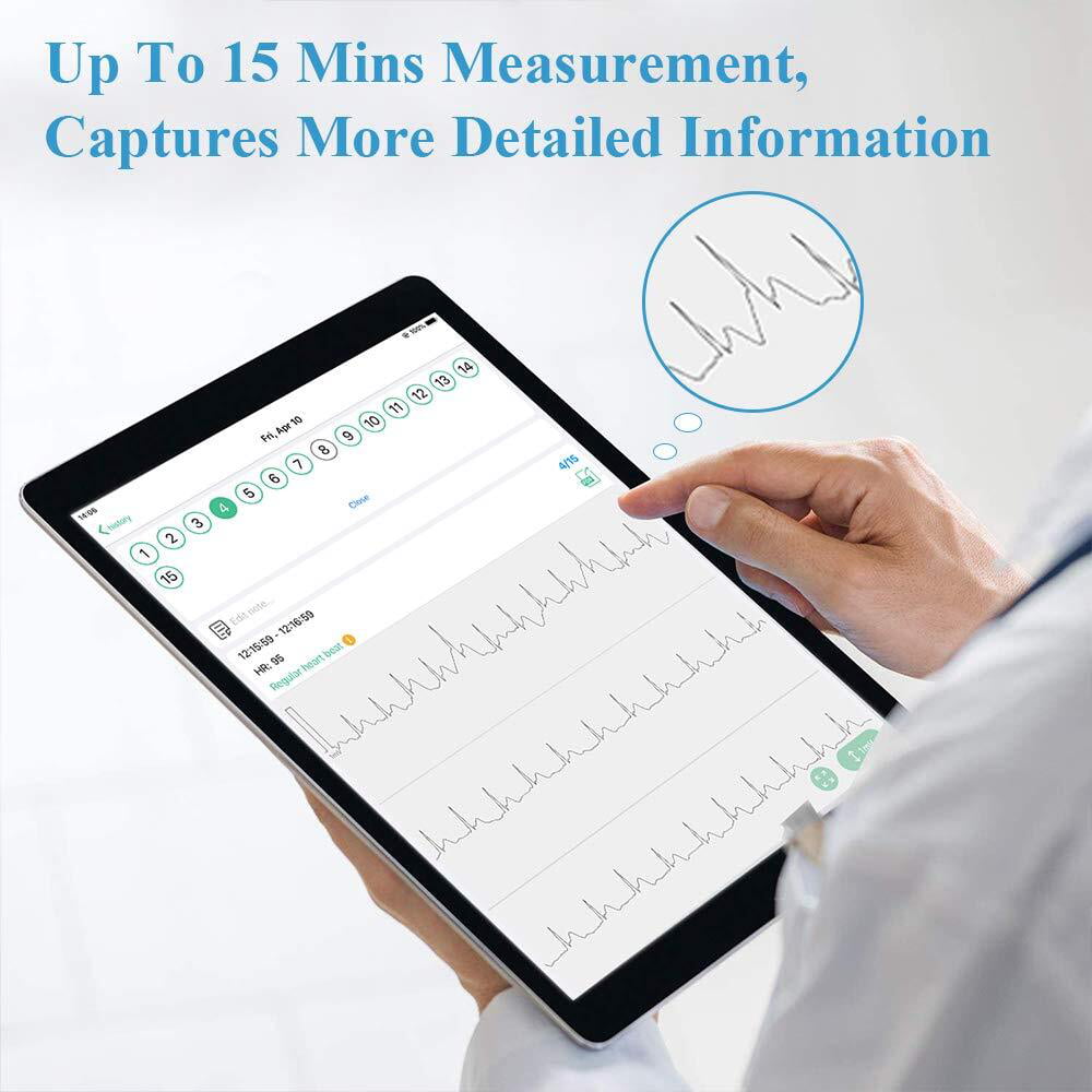 ECG Monitor | Portable EKG Heart Rate Monitor | Wireless Handheld and Strap Chest Wearable | 30s - 15mins Measurement | Free App and Bluetooth | DuoEK