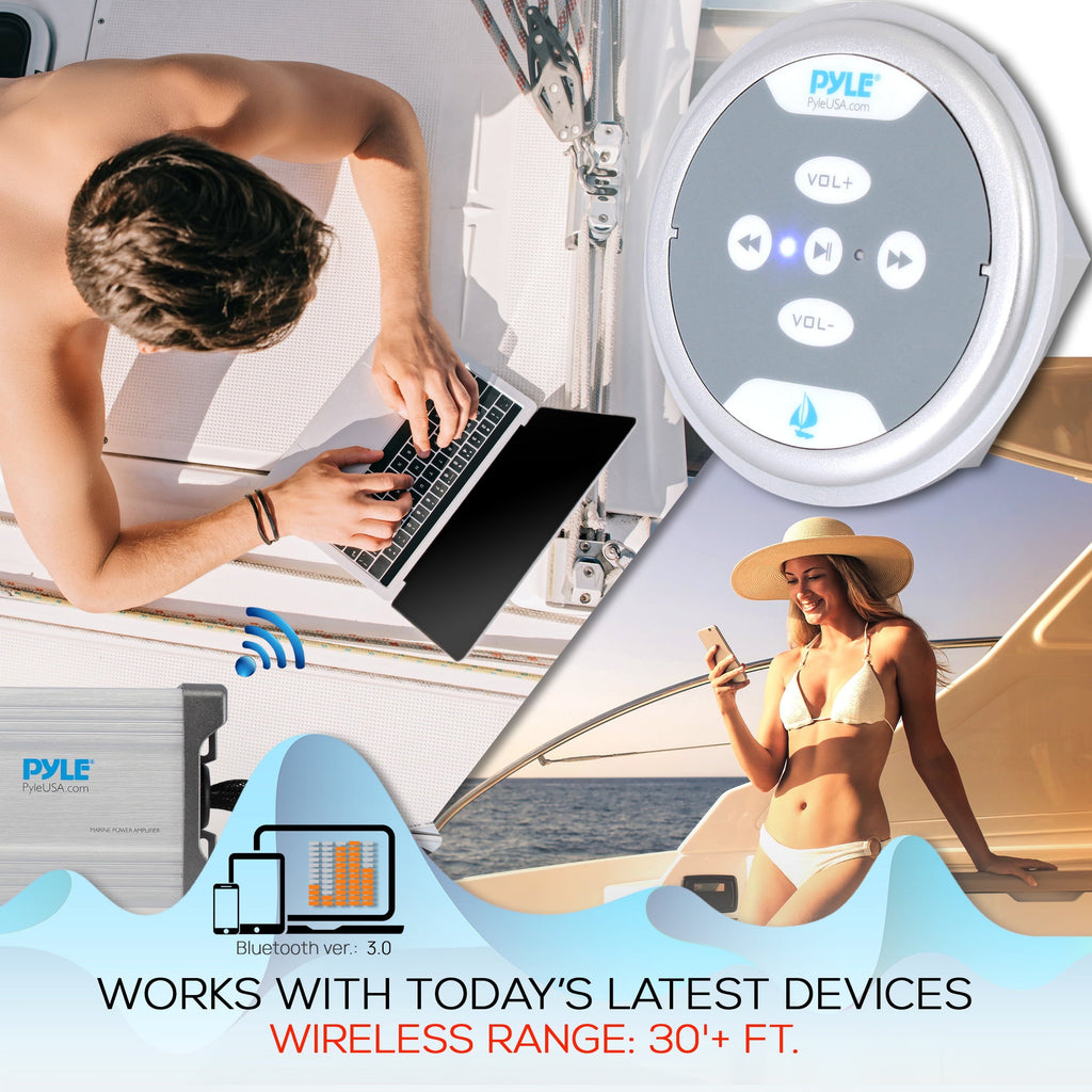 NEW Pyle PLMRMBT5S Marine Bluetooth 600 Watt 2 Channel Waterproof Boat Amplifier