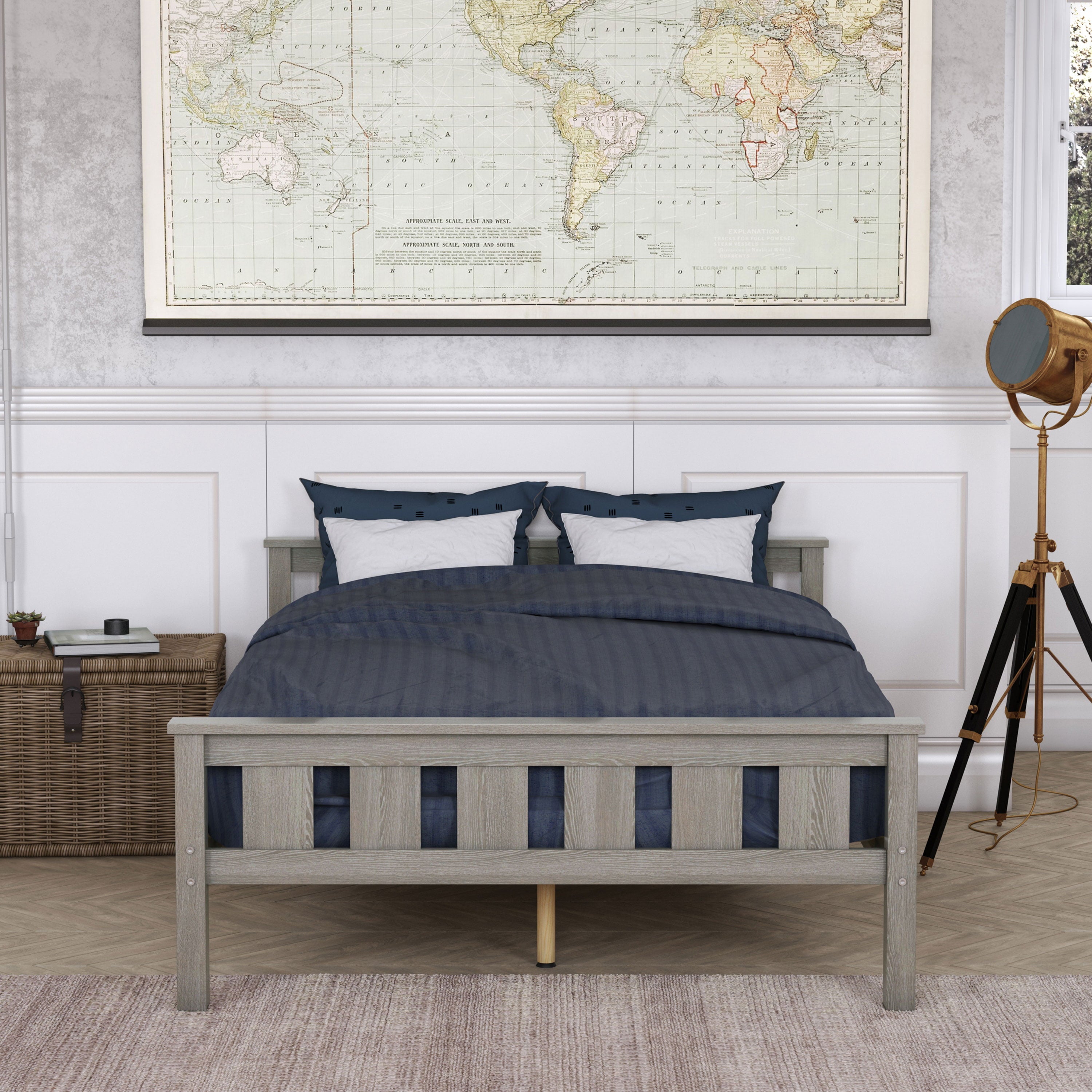Better Homes & Gardens Kane Wooden Platform Bed, Full Size, Gray