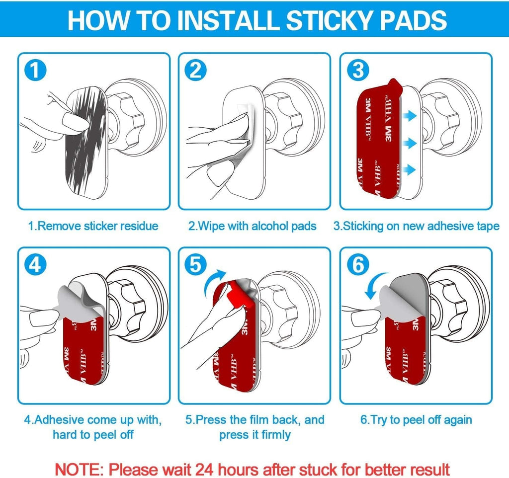 8pcs Sticky Adhesive Replacement for Dashboard Magnetic Phone Mount Holder & Windshield Dash Cam