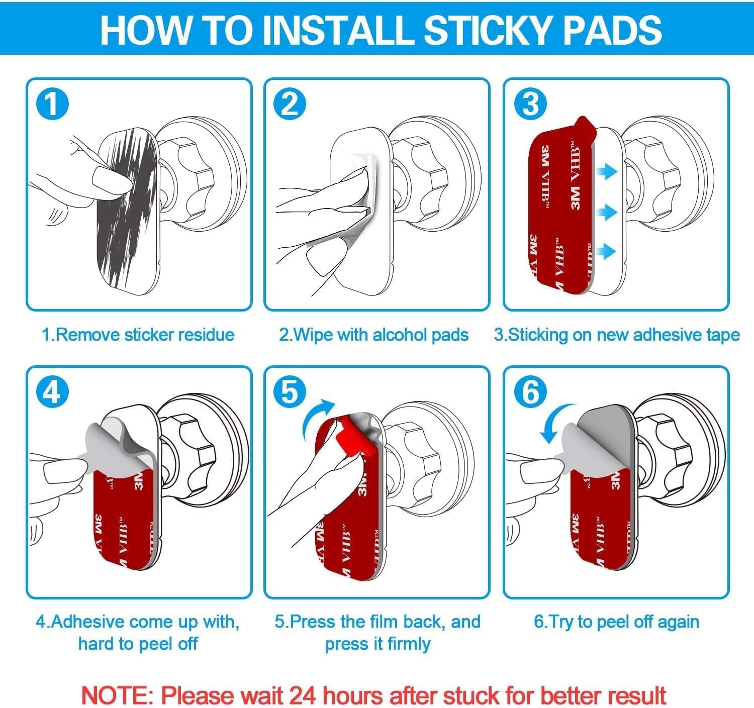 8pcs Sticky Adhesive Replacement for Dashboard Magnetic Phone Mount Holder & Windshield Dash Cam
