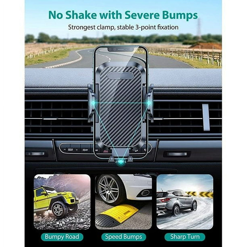 Ultra Stable Car Phone Holder Mount, 2 in 1 Air Vent Phone Mount for Car Easy Clamp Cell Phone Holder Car Fit for iPhone 13 Pro Max Mini 12 All Mobile Phones