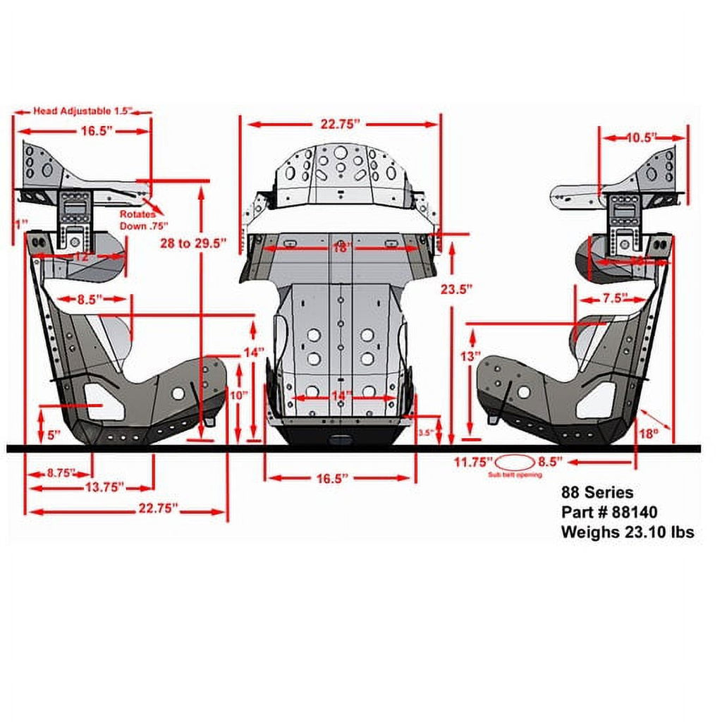 Kirkey 88 Series 18 Degree Racing Seat, 18.5 Inch