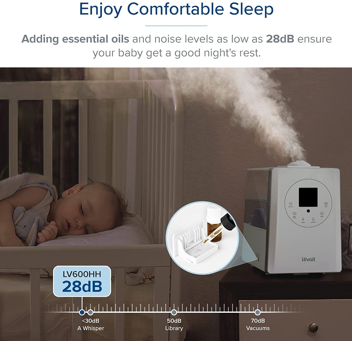 Levoit 6L 753 sq ft Warm and Cool Mist Humidifier, Vaporizer, White