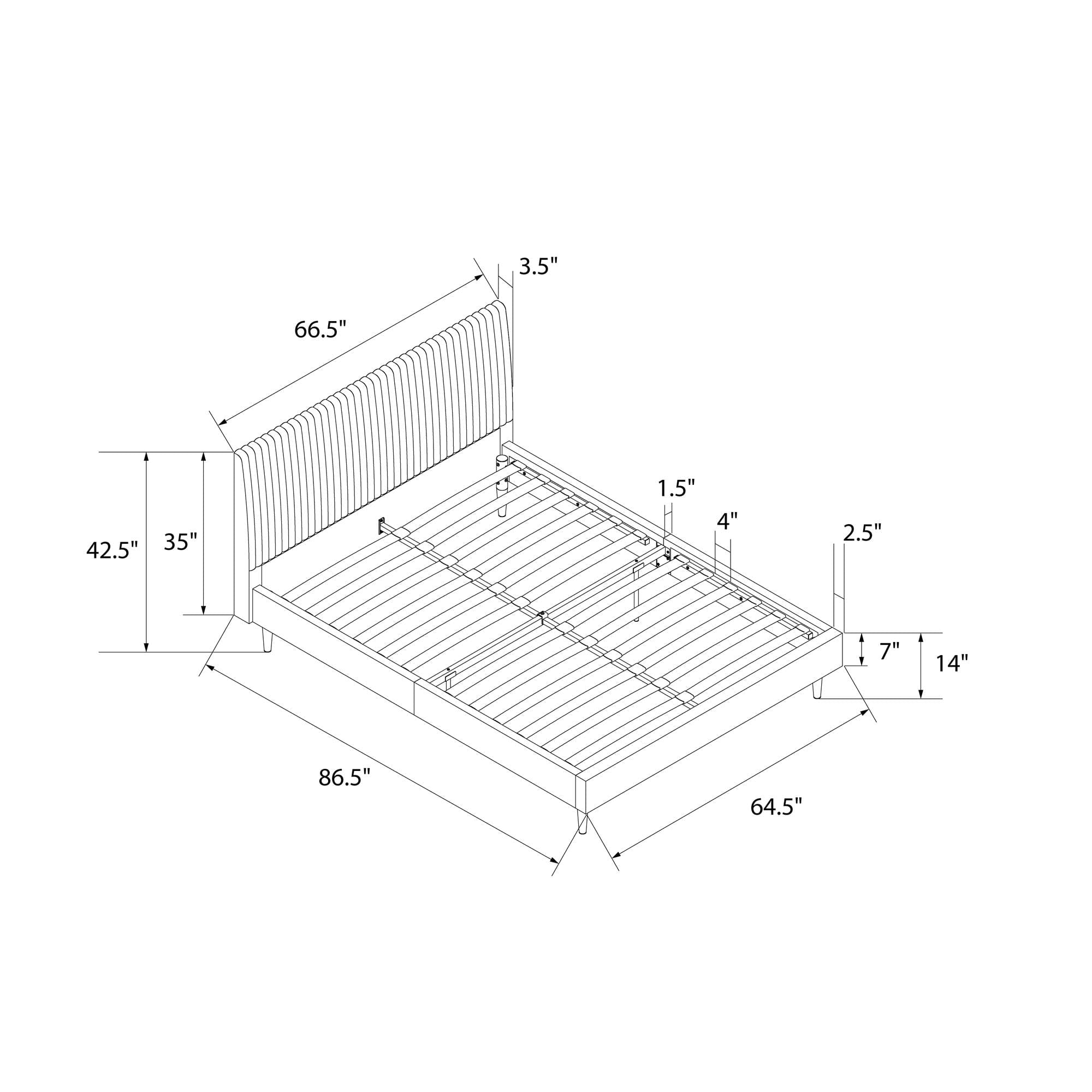 Mr. Kate Daphne Upholstered Bed with Headboard and Modern Platform Frame, Queen, Ivory Velvet