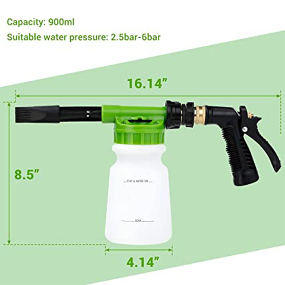 Swtroom Car Wash Foam Gun, Car Wash Soap Spray with 3/8 "Brass Connector, Double Filtration, Grade 6 Foam Concentration (Green)