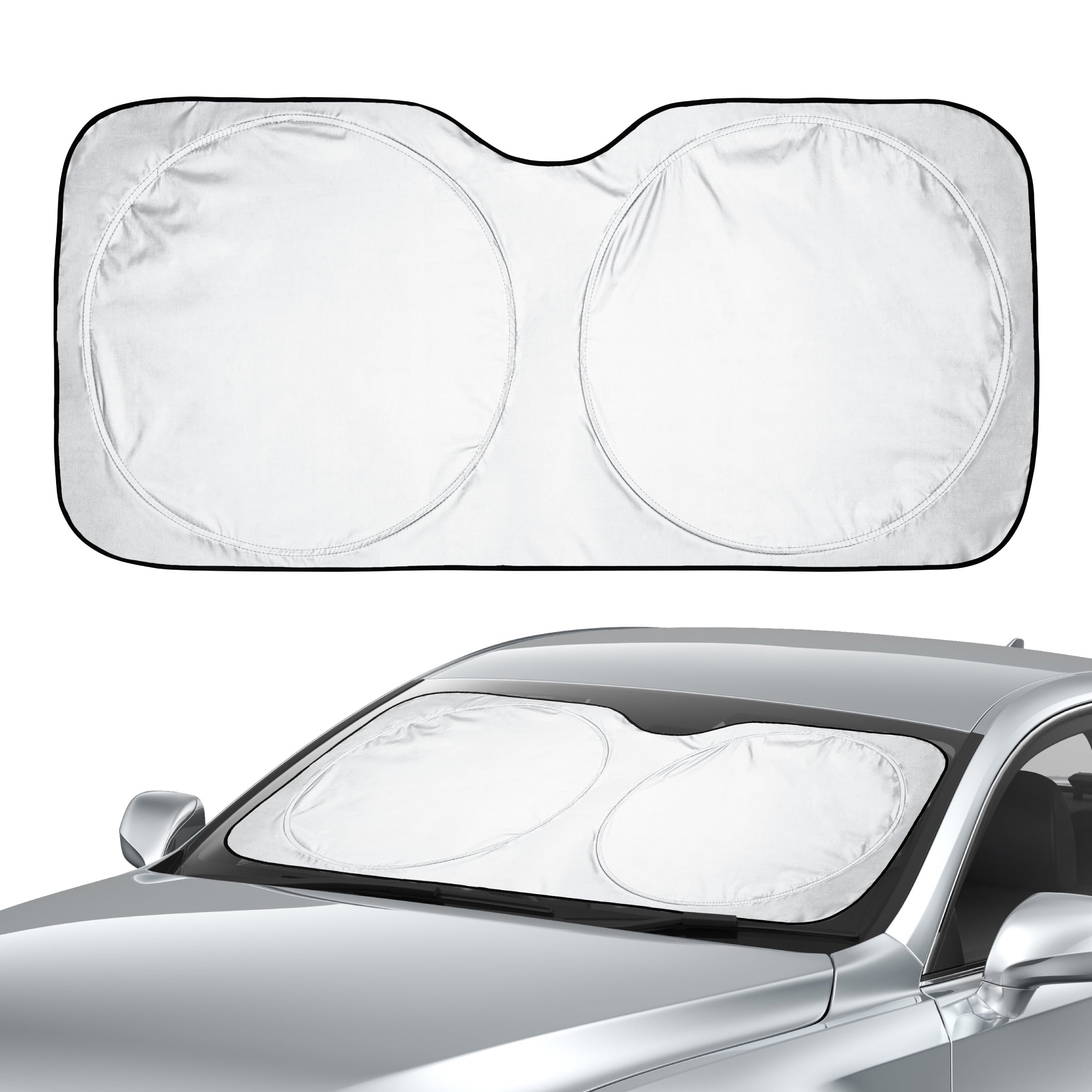 Auto Drive Double Rings Windshield AD22D-83 Twist Sun Shade 1 Pack, 63"x29.5"