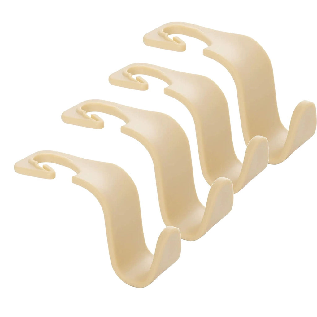 Jusdreen Car Seat Headrest Hook 4 Pack Hanger Storage Organizer Universal for Handbag Purse Coat Universal Fit Vehicle Car- Beige