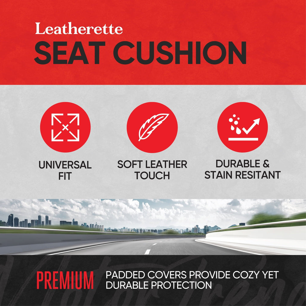 Motor Trend Car Seat Covers for Auto Truck SUV, Black Faux Leather Front Seat Covers for Cars, 2-Pack Padded Car Seat Protector Cushion