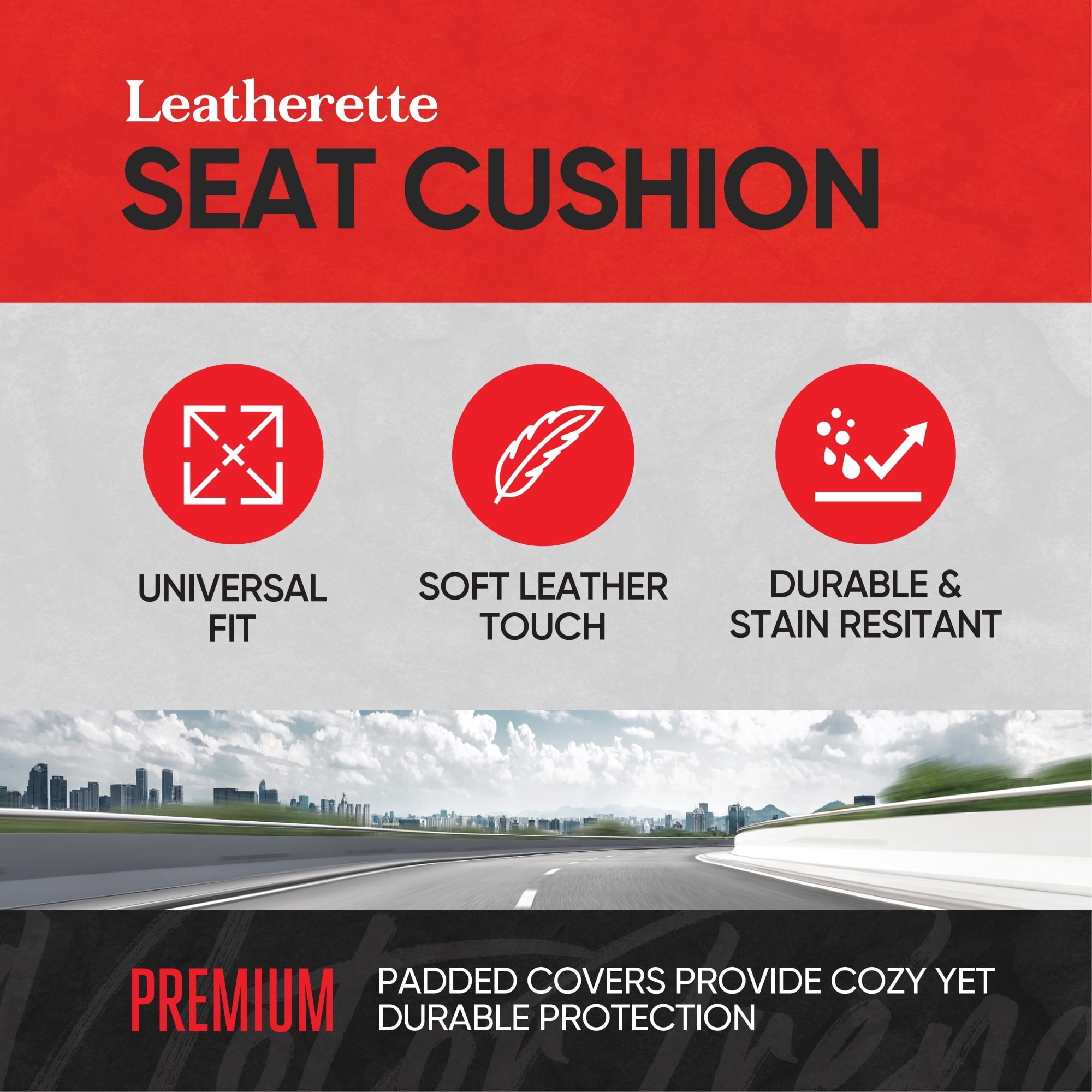 Motor Trend Car Seat Covers for Auto Truck SUV, Black Faux Leather Front Seat Covers for Cars, 2-Pack Padded Car Seat Protector Cushion