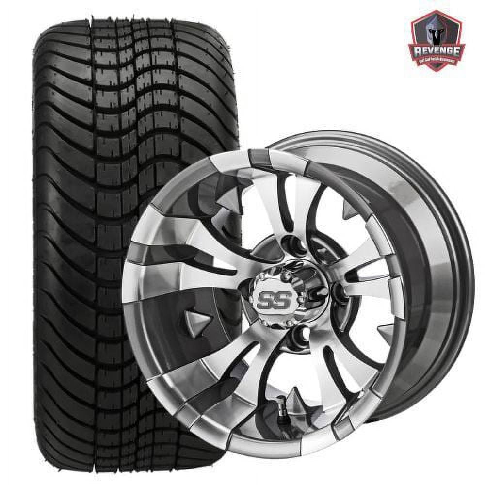 12" Warlock Gun Metal Golf Cart Wheels and Tires Combo (215/35-12) Set of 4