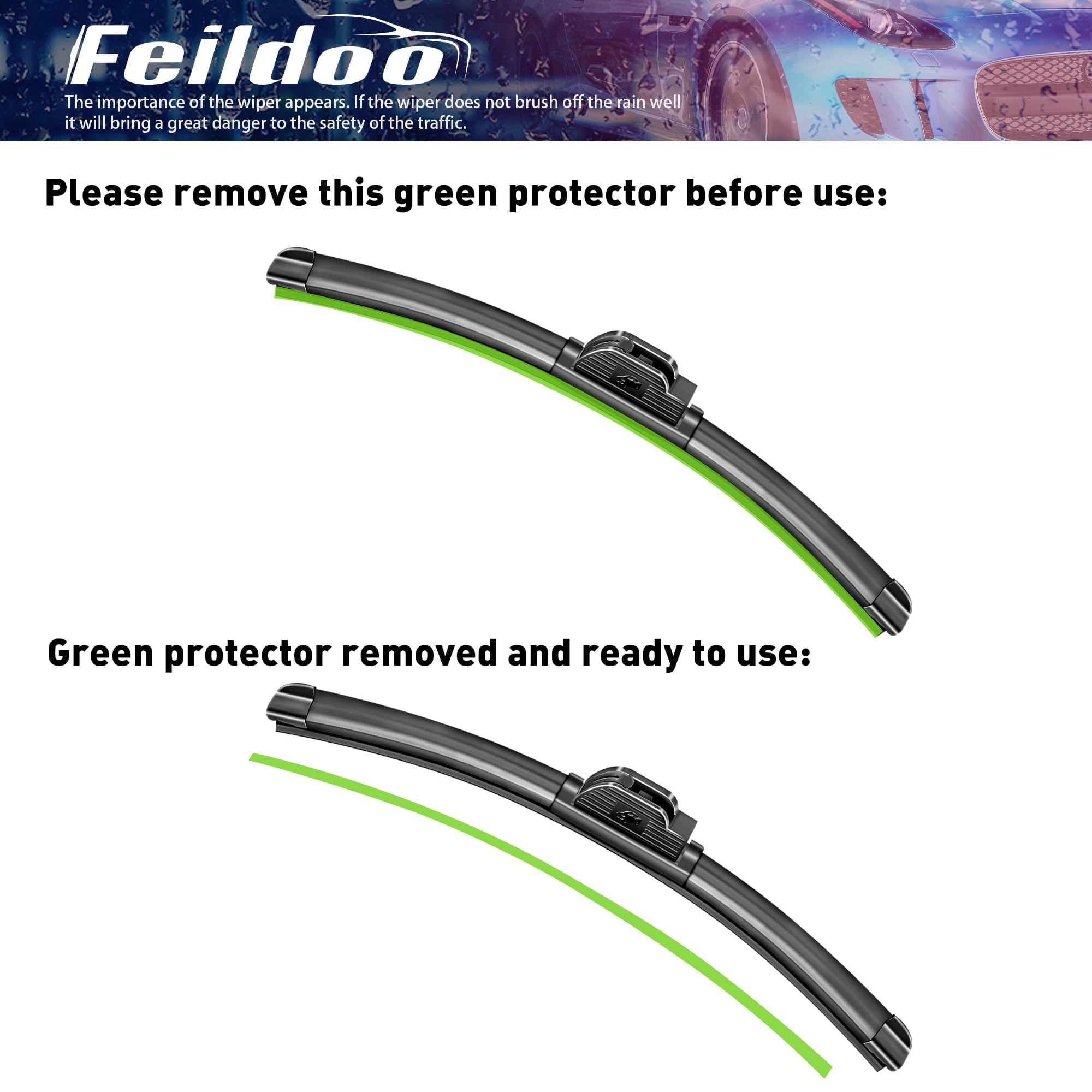 Feildoo 26"+16" Windshield Wiper Blades Fit For Toyota Celica 2001 26 Inch +16 Inch Premium Hybrid replacement for car front window windscreen, Set of 2