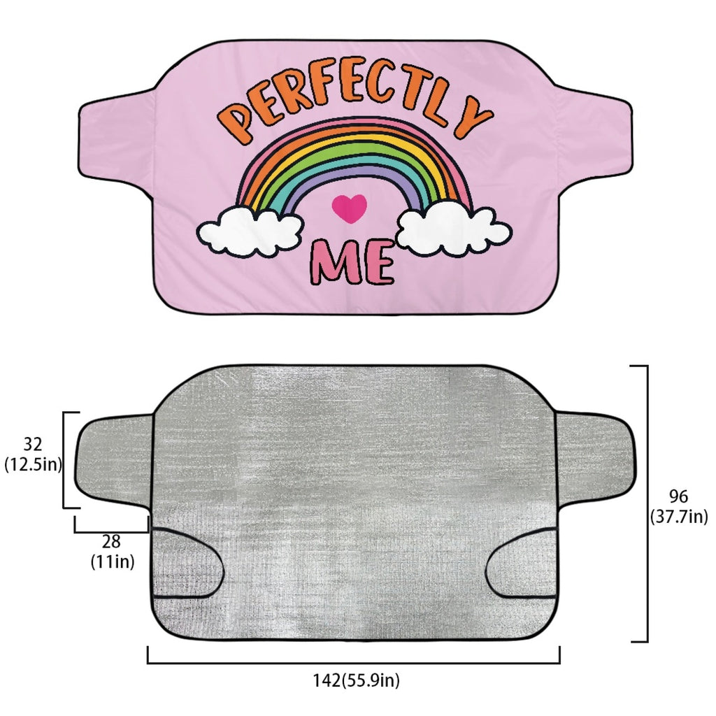 JINMUZAO Rainbow Windshield Snow Ice Cover, Protects Windshield and Wipers from Weatherproof, Rain, Sun, Frost, Vehicles, Cars Trucks Vans and SUVs,55.9"x37.7"