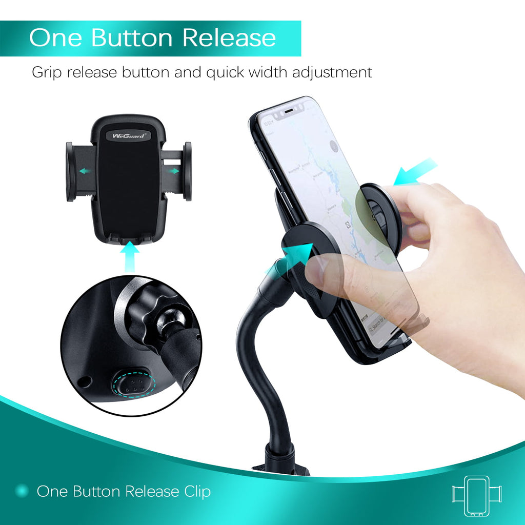 Cup Holder Phone Mount, Upgraded Long Neck Never Shake Heavy Duty Cup Base Car Phone Holder Cradle Car Mount for iPhone 14 Pro/XR/XS Max/X/8/7 Plus/6s/Samsung S10/Note 9/S8 Plus/S7,GPS etc