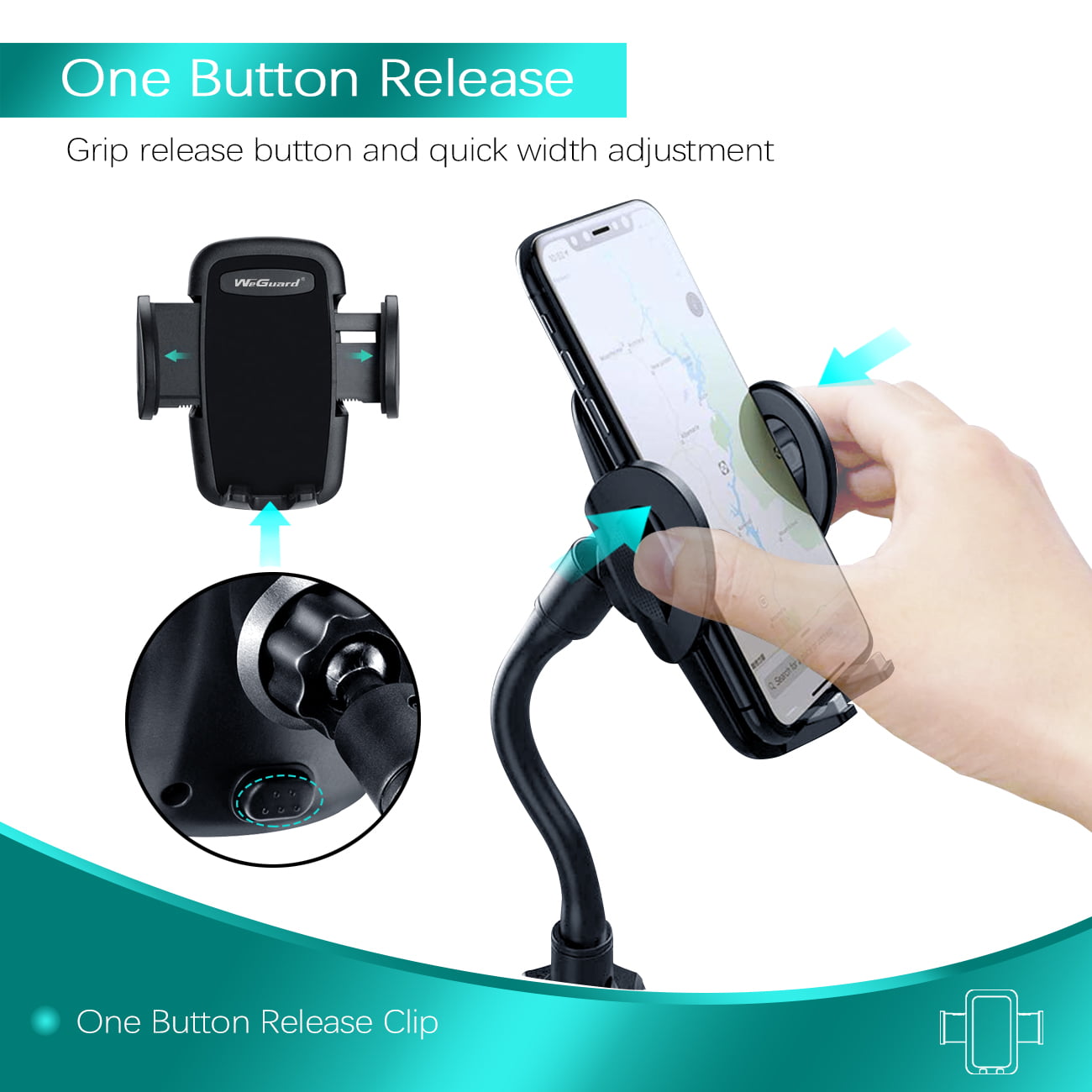 Cup Holder Phone Mount, Upgraded Long Neck Never Shake Heavy Duty Cup Base Car Phone Holder Cradle Car Mount for iPhone 14 Pro/XR/XS Max/X/8/7 Plus/6s/Samsung S10/Note 9/S8 Plus/S7,GPS etc