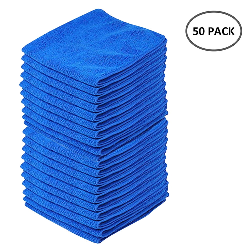 Willstar 50Pcs Microfiber Auto Cleaning Cloth Detailing Soft Wash Towel for Car Detailing Duster-Blue(9.75"*9.75")